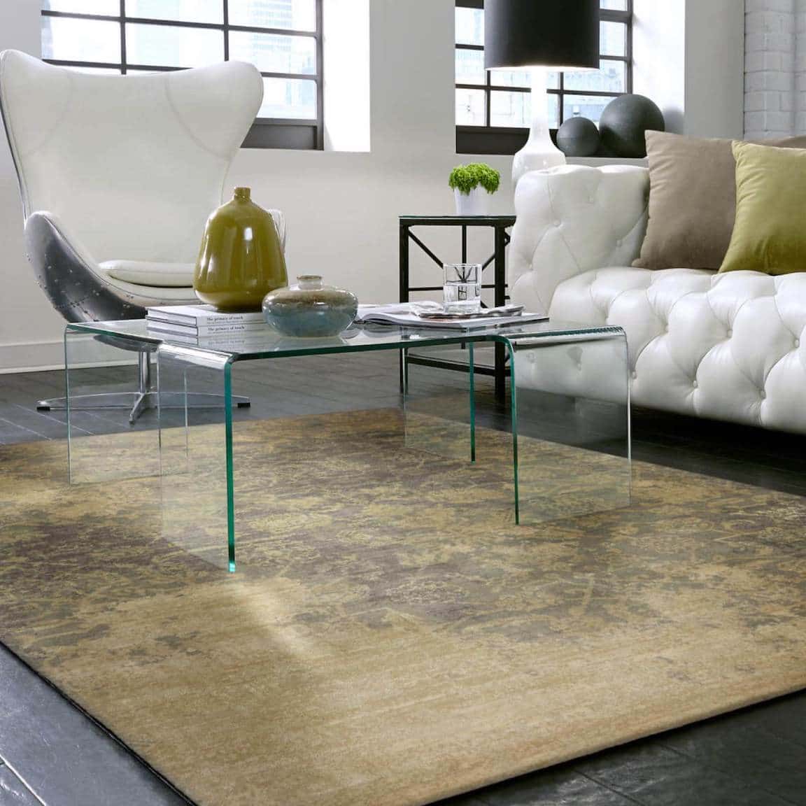 Brown Karastan Bari area rug in living room