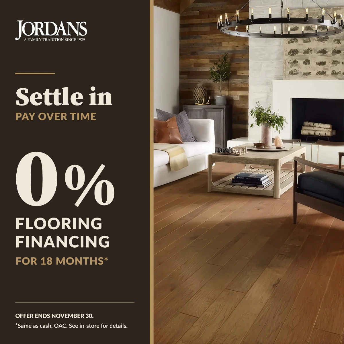 0% flooring financing for 18 months at Jordans